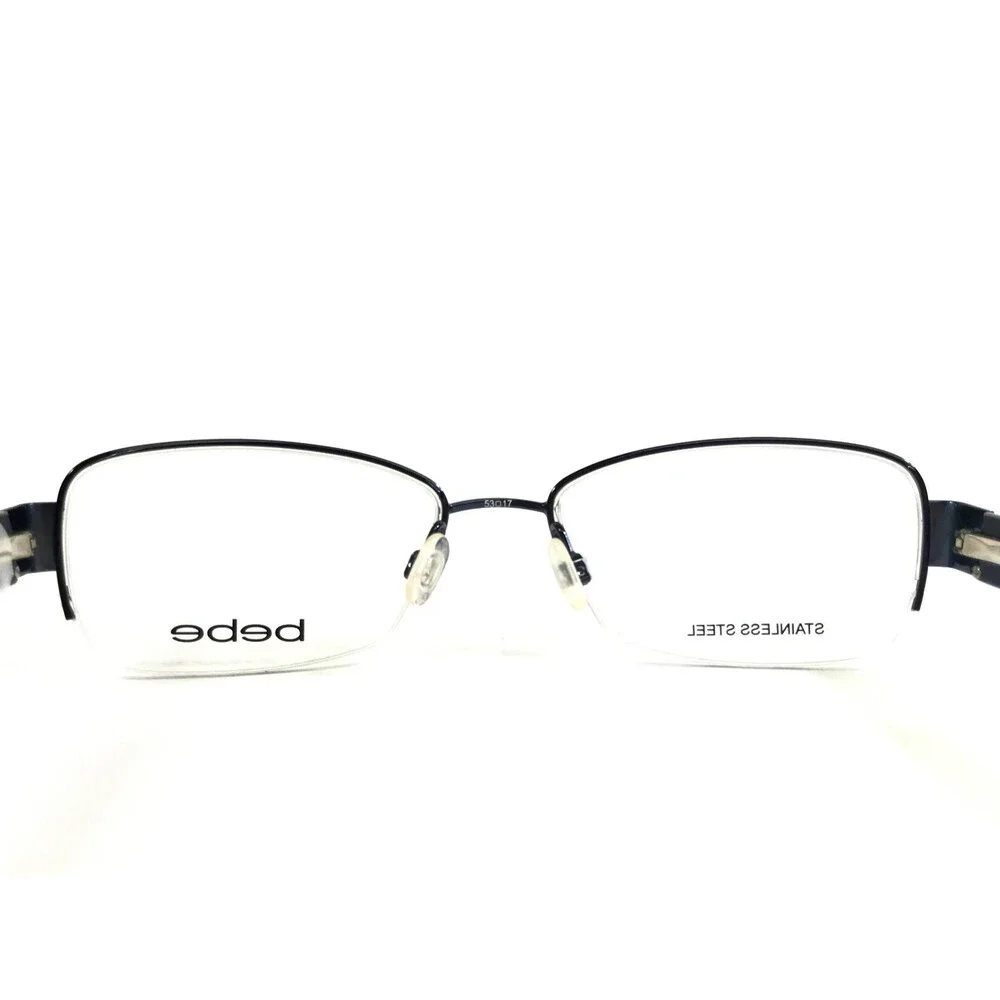 Bebe Eyeglasses Frames LUVAH GRRRL BB5089 414 MIDNIGHT Blue Half Rim 53-17-135